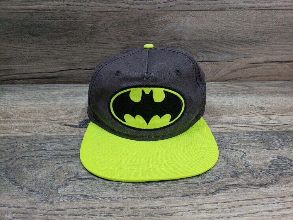 Youth OSFM Batman DC Comics Ball Cap Hat SnapBack Flat Bill Gray Green